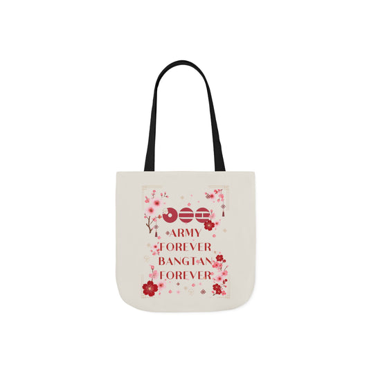 K-pop inspired Flower Canvas Tote Bag, 5-Color Straps