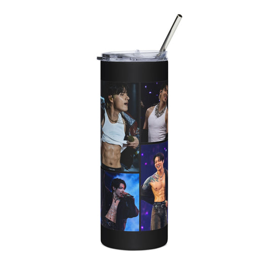 Jungkook and Taehyung Inspired Concert Collage Skinny Tumbler with Straw, 20oz