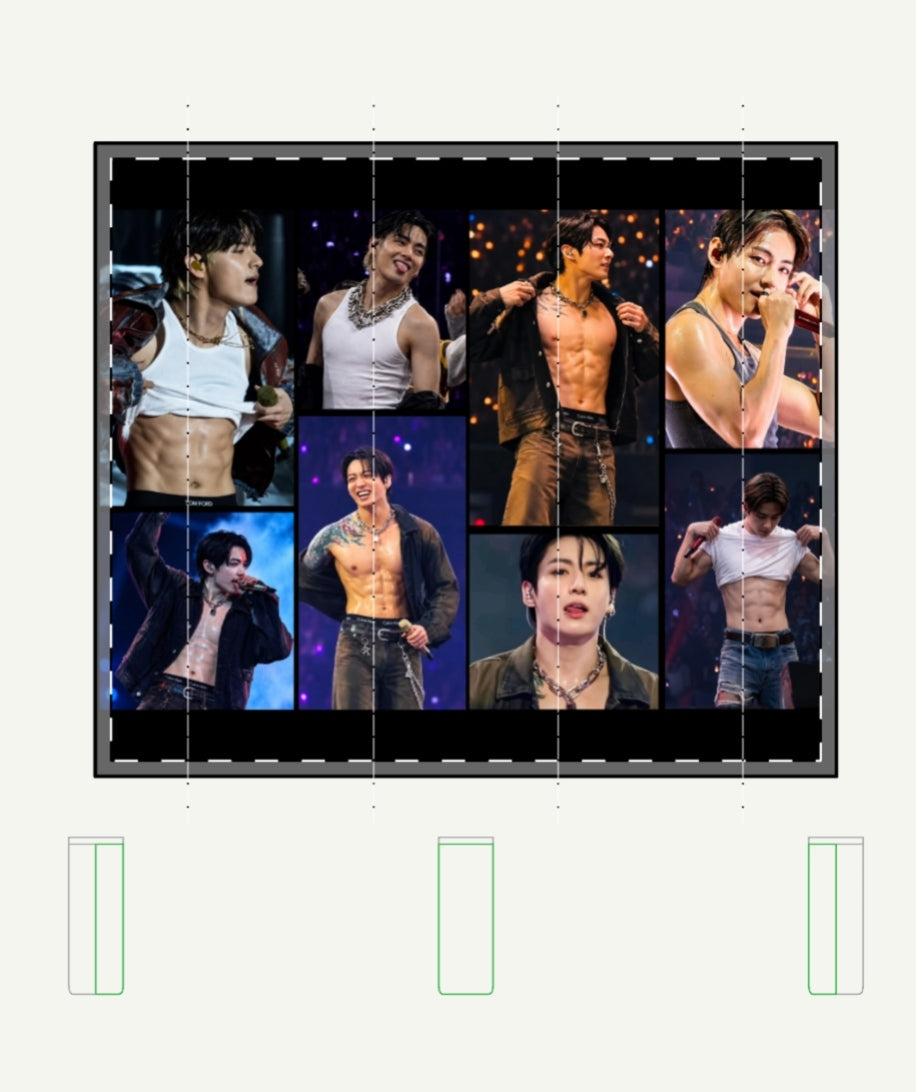 Jungkook and Taehyung Inspired Concert Collage Skinny Tumbler with Straw, 20oz