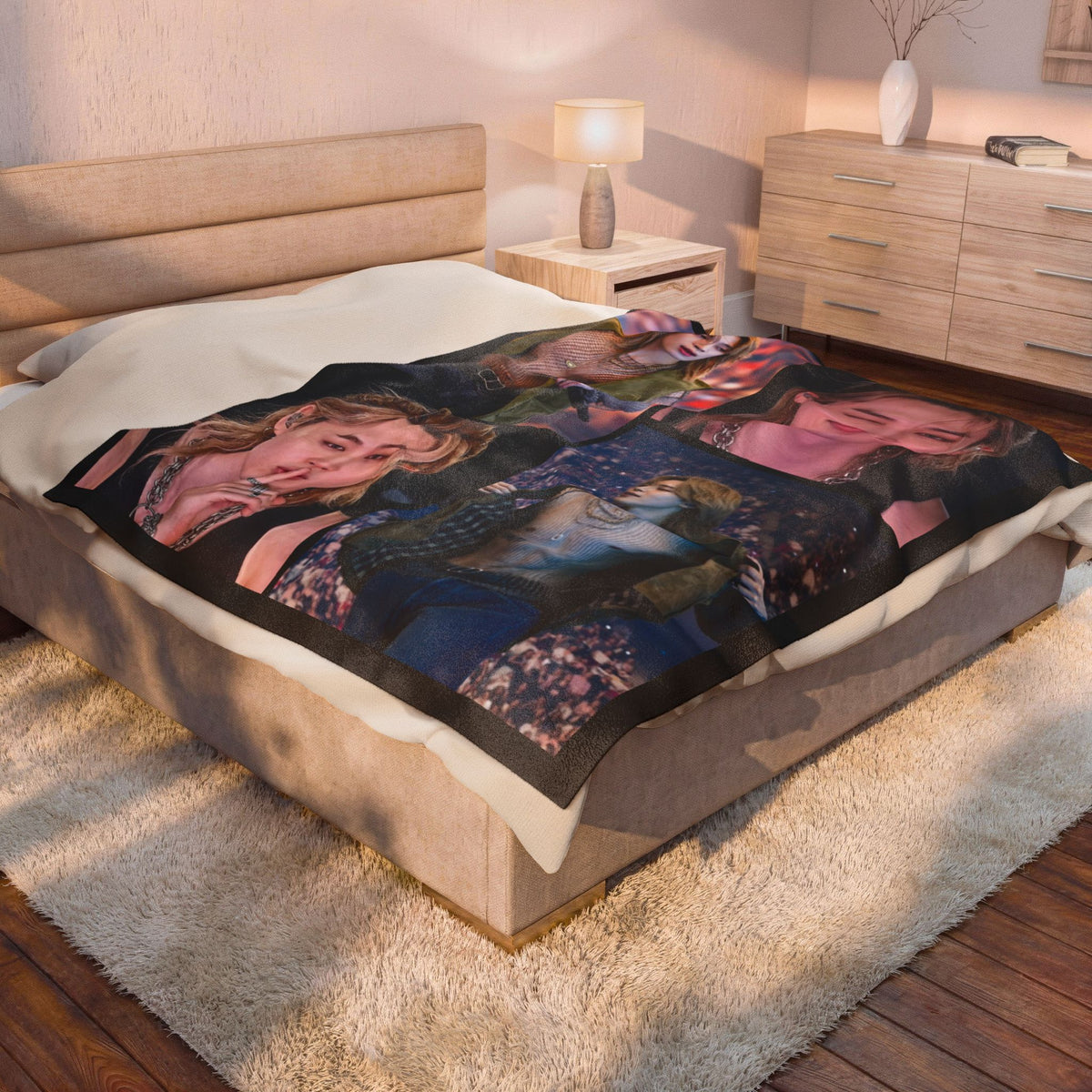 Jimin inspired Concert Collage Blanket, Kpop Fan Bedding, Cozy Velveteen Plush Blanket