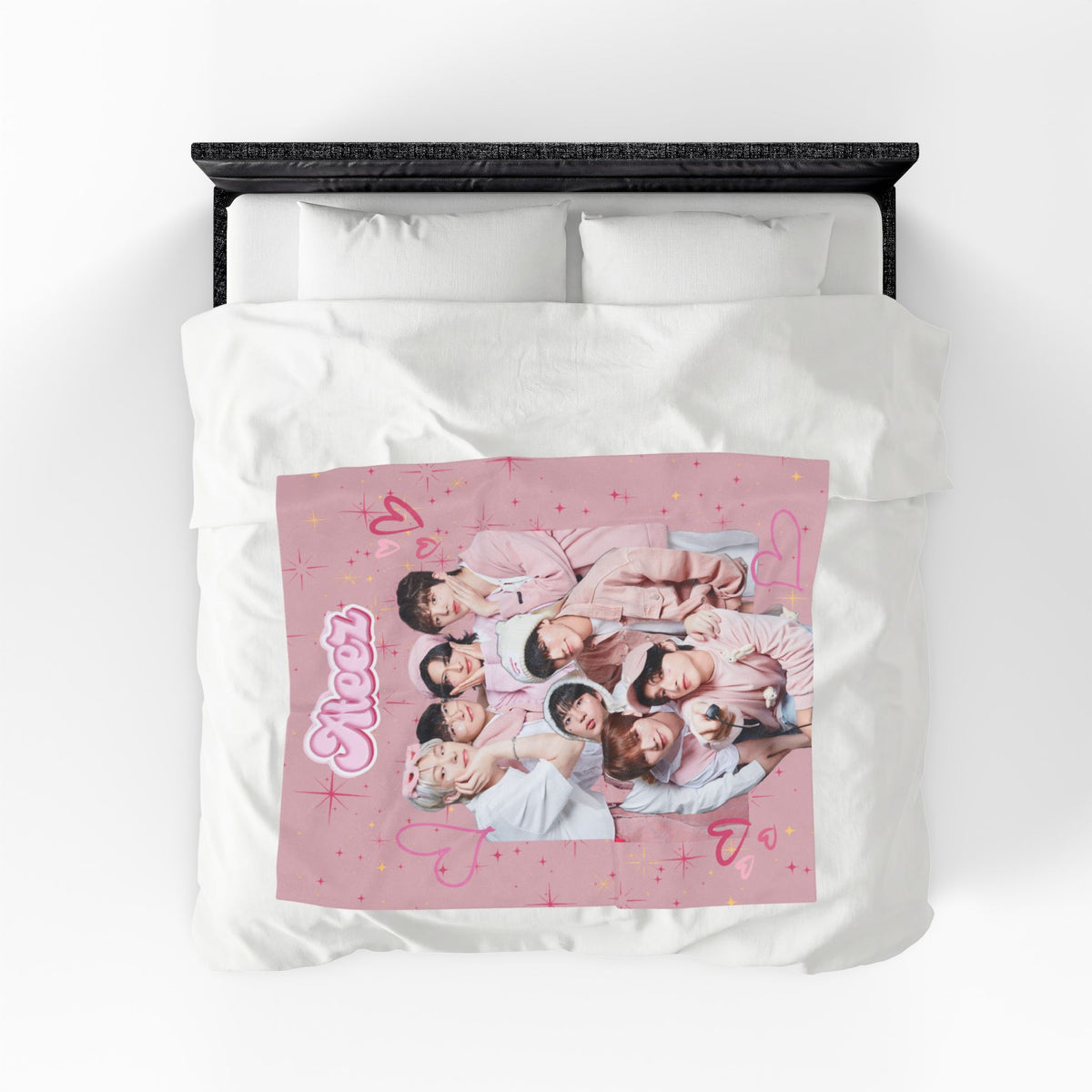 Ateez Inspired Group Photo Cute Pink Velveteen Plush Blanket