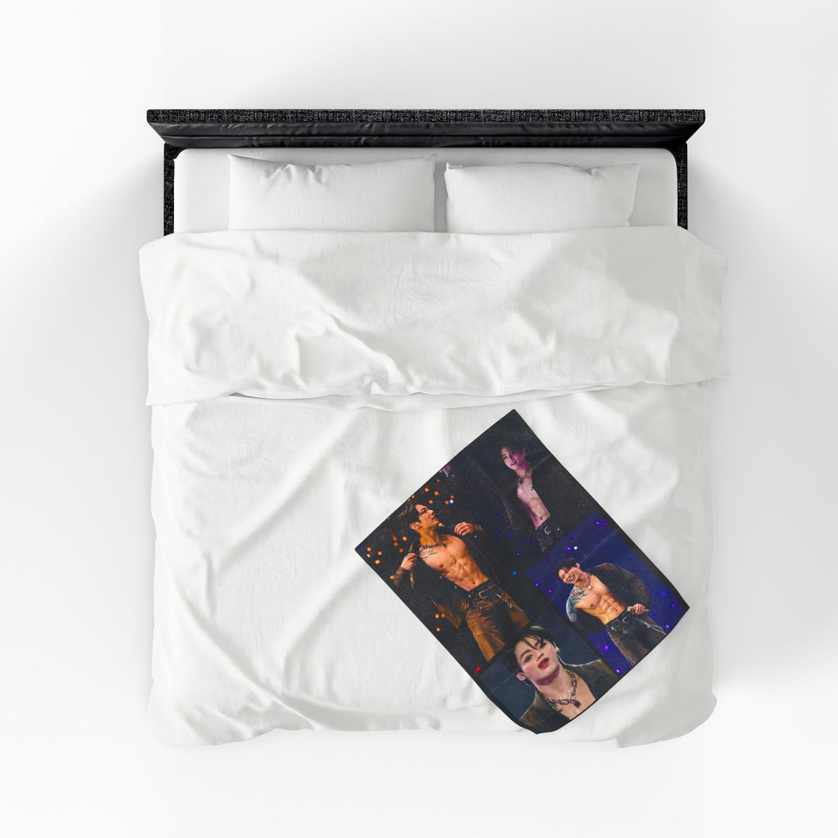 Jungkook inspired Concert Collage Blanket, K-pop Fan Bedding, Cozy Velveteen Plush Blanket