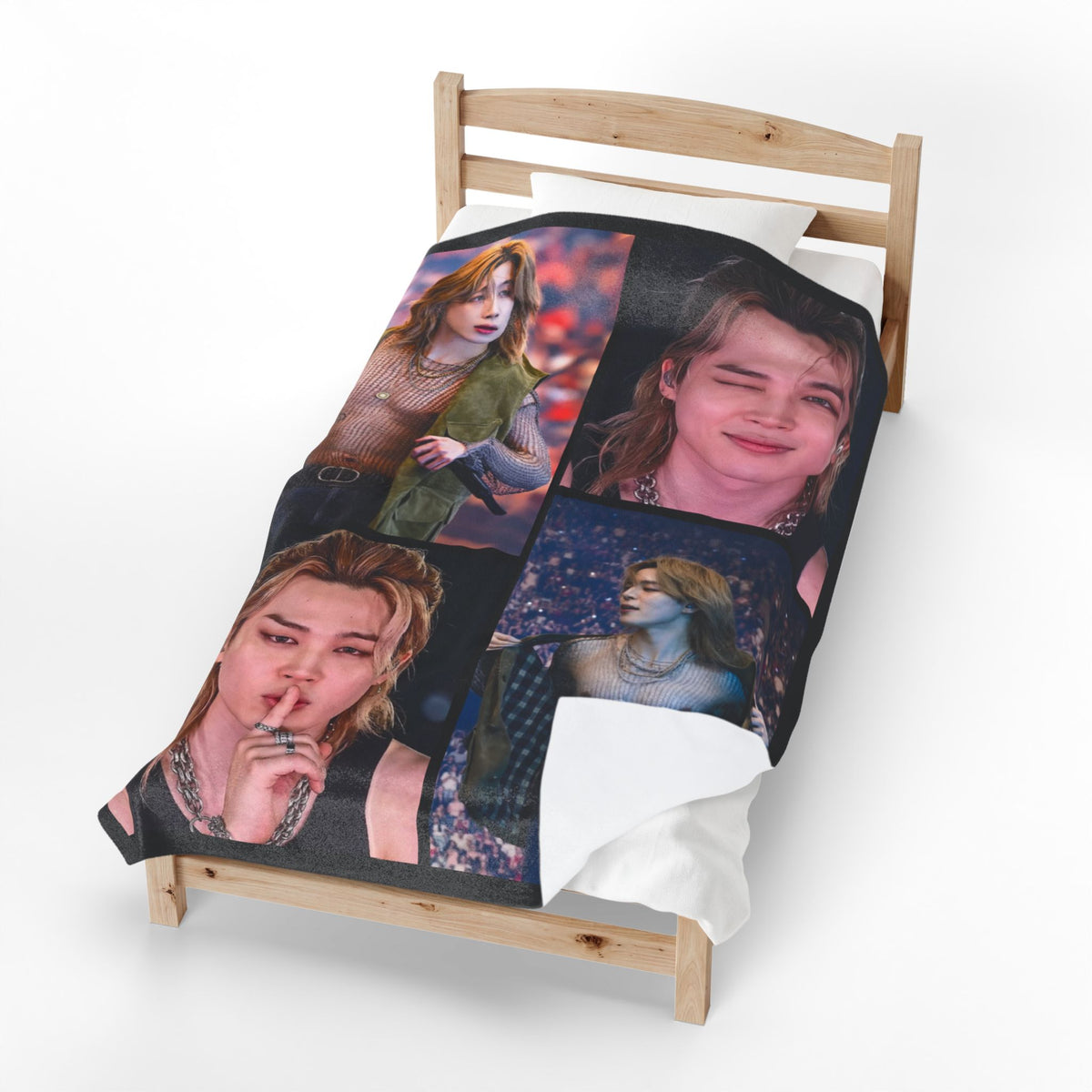 Jimin inspired Concert Collage Blanket, Kpop Fan Bedding, Cozy Velveteen Plush Blanket