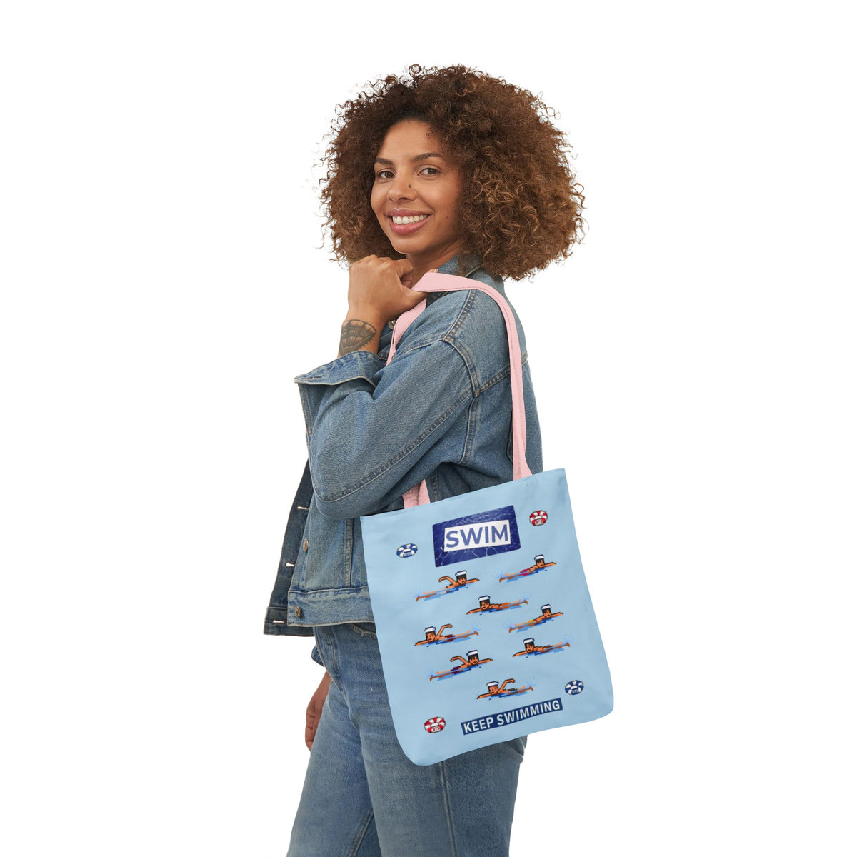 K-pop inspired "Swim" Canvas Tote Bag, 5-Color Straps