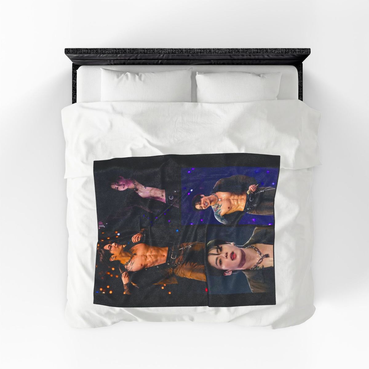Jungkook inspired Concert Collage Blanket, K-pop Fan Bedding, Cozy Velveteen Plush Blanket