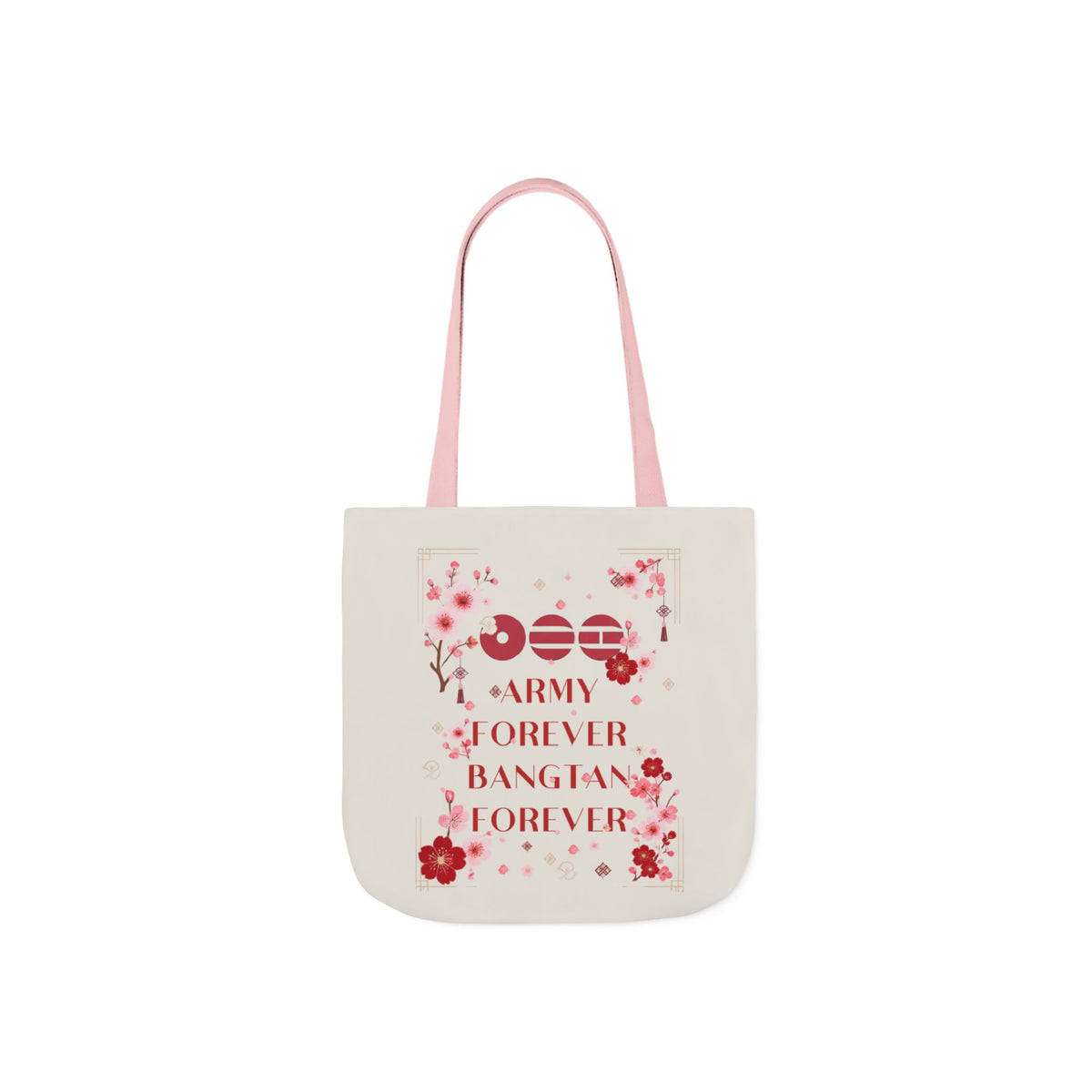 K-pop inspired Flower Canvas Tote Bag, 5-Color Straps