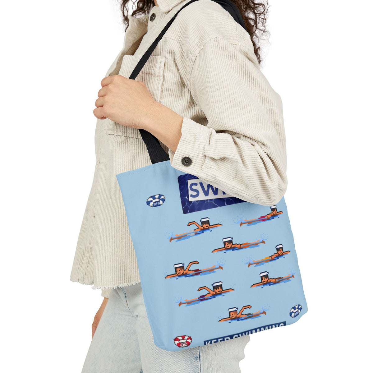 K-pop inspired "Swim" Canvas Tote Bag, 5-Color Straps