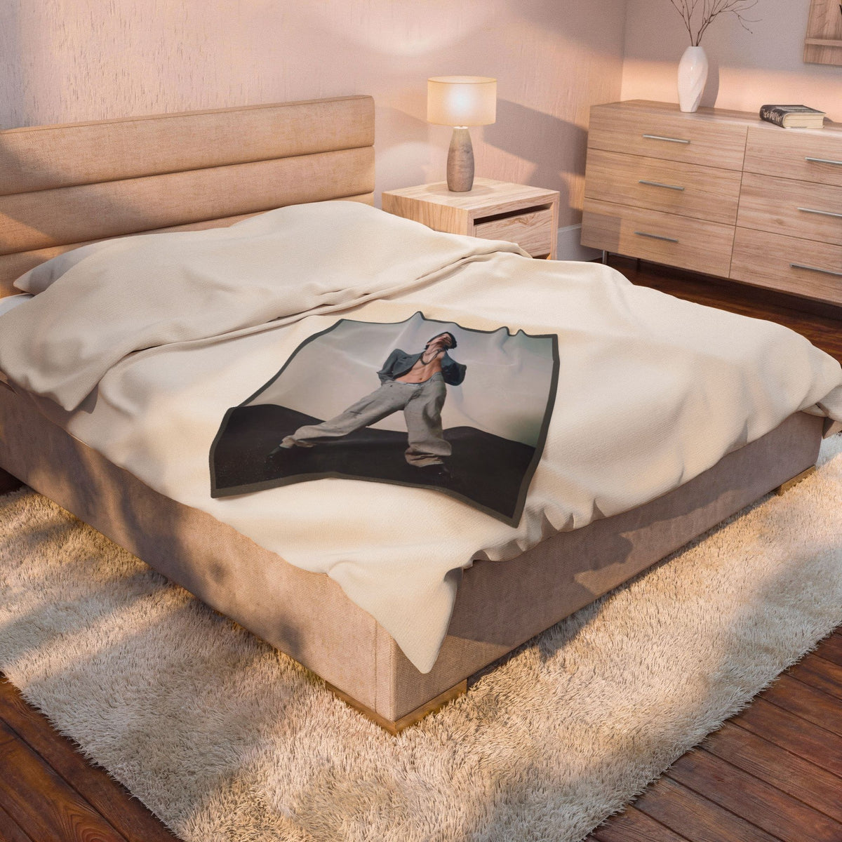 JK Velveteen Throw Blanket, Kpop Fan Bedding, Cozy Fleece Blanket