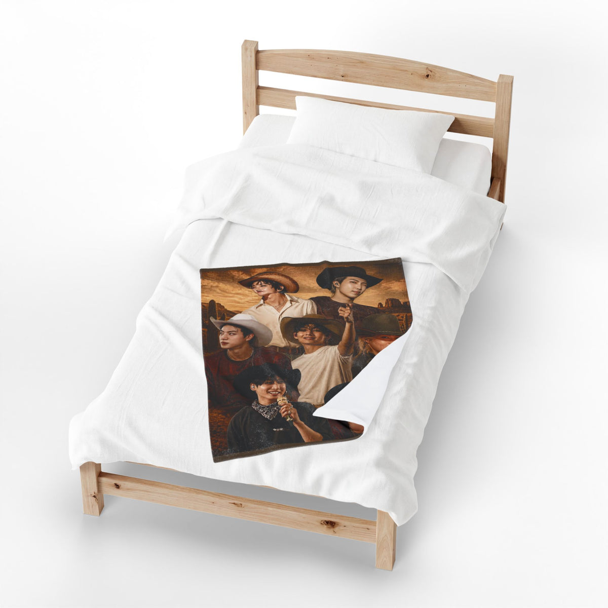 Bangtan Cowboys Concert Collage Blanket Velveteen Plush Blanket | Bangtan Inspired Throw