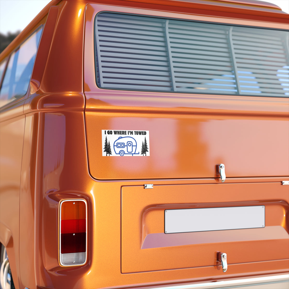 I Go Where I’m Towed Camper Bumper Sticker