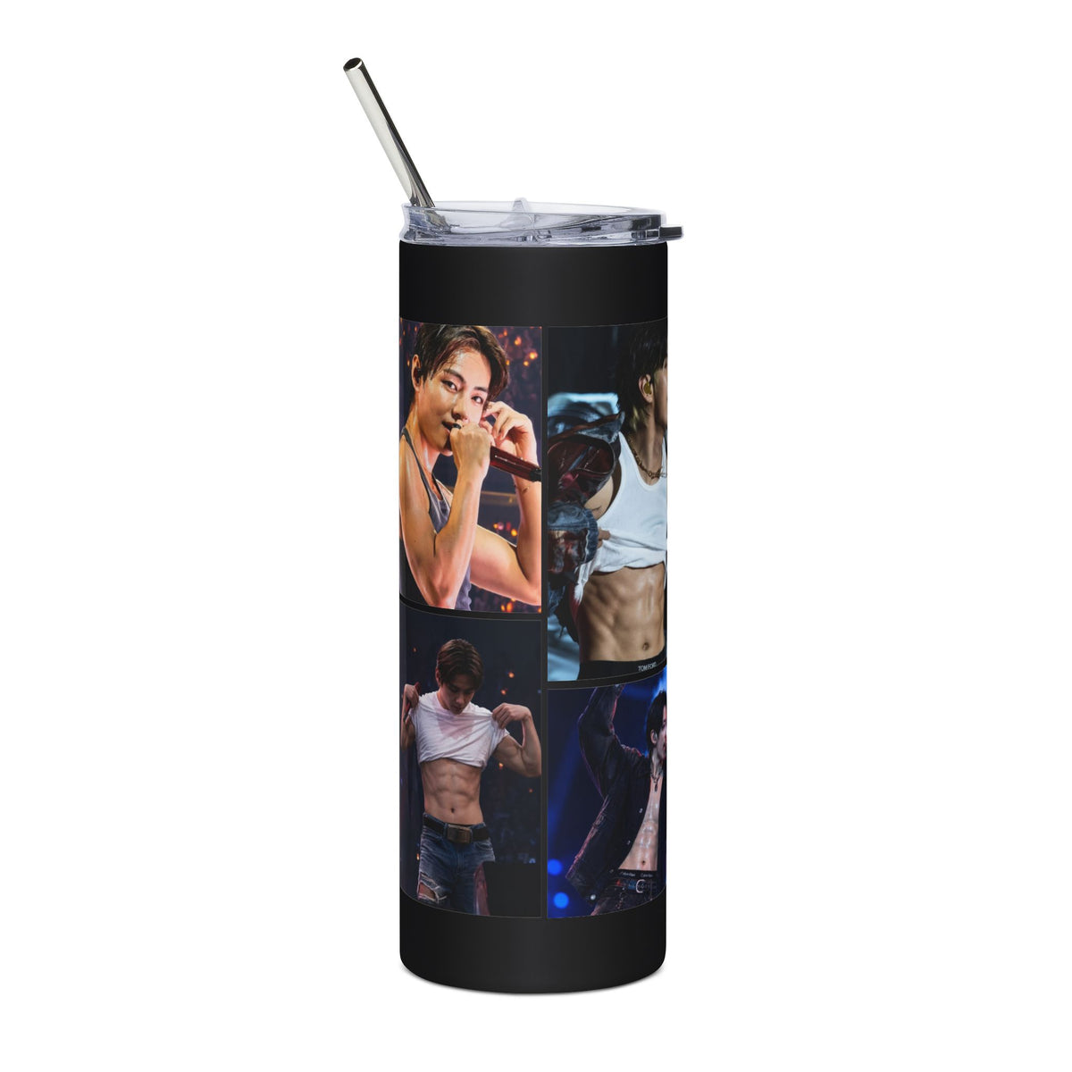 Jungkook and Taehyung Inspired Concert Collage Skinny Tumbler with Straw, 20oz