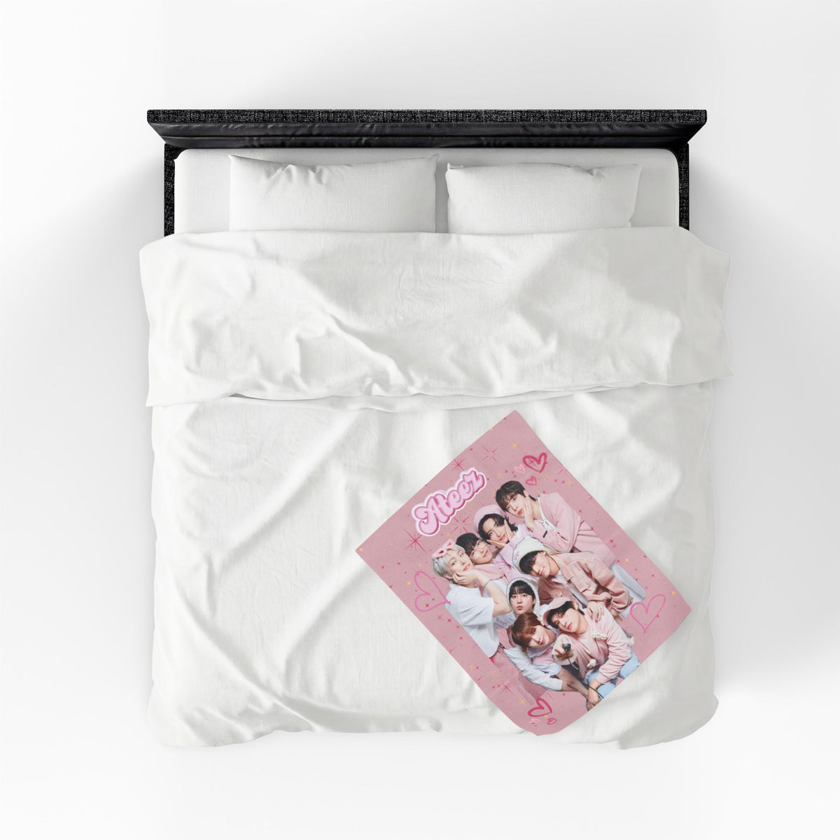 Ateez Inspired Group Photo Cute Pink Velveteen Plush Blanket