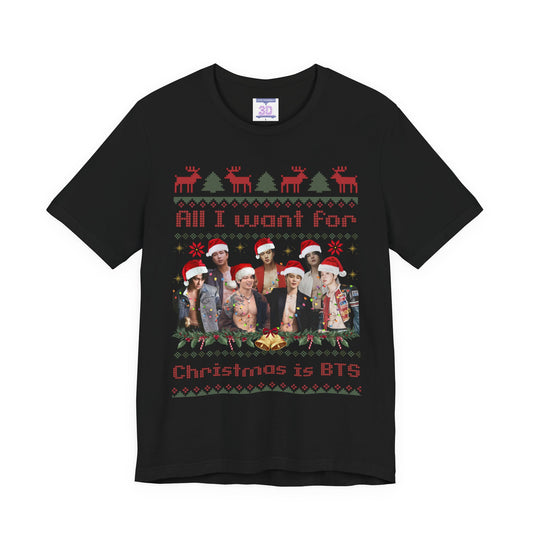 All I Want For Christmas (Santa Hats Version) Unisex Jersey Short Sleeve Tee
