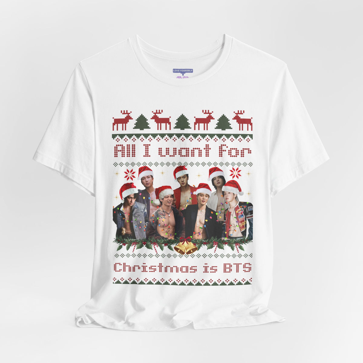 All I Want For Christmas (Santa Hats Version) Unisex Jersey Short Sleeve Tee