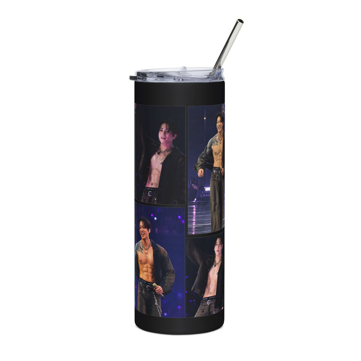 Jungkook Inspired Concert Collage Skinny Tumbler with Straw, 20oz