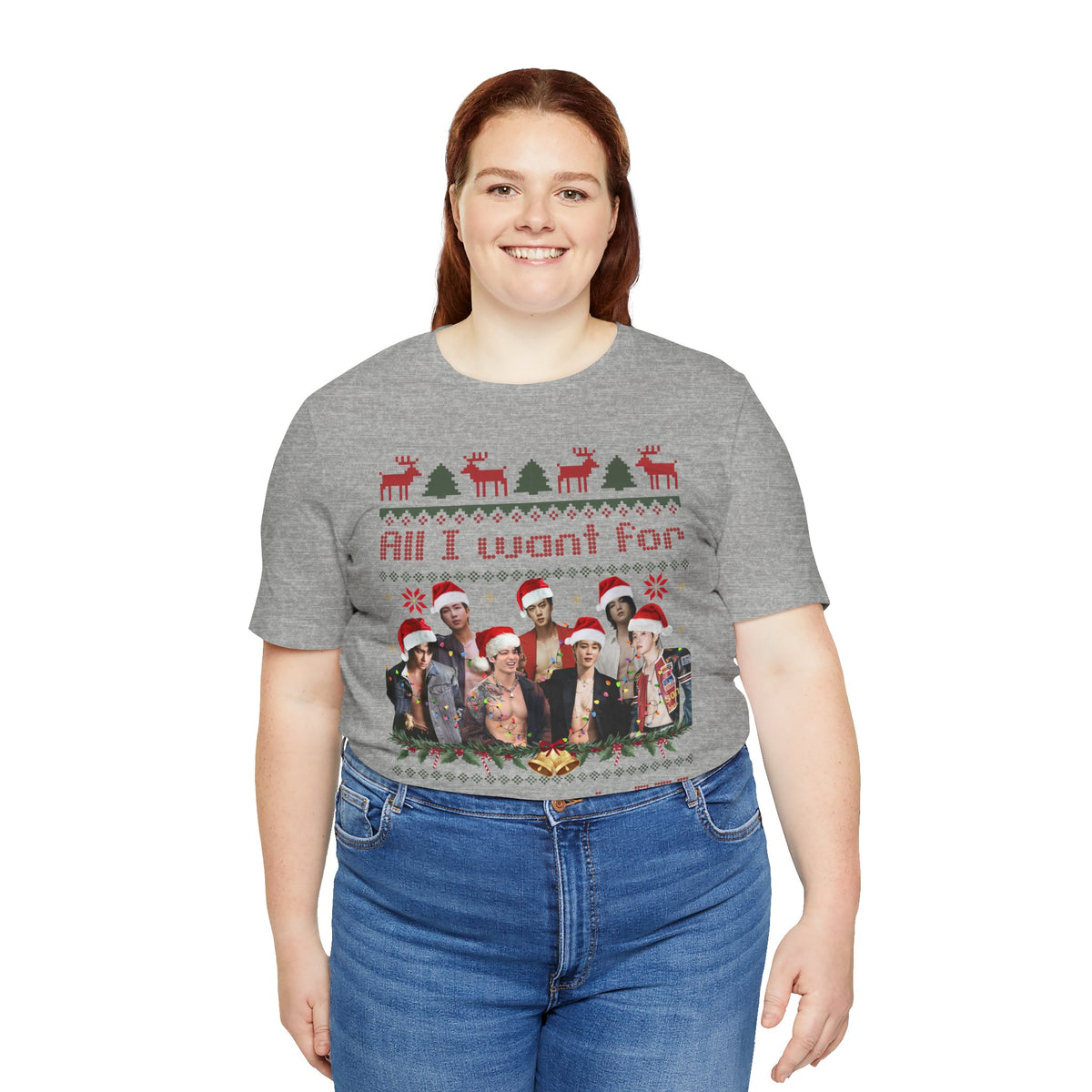All I Want For Christmas (Santa Hats Version) Unisex Jersey Short Sleeve Tee