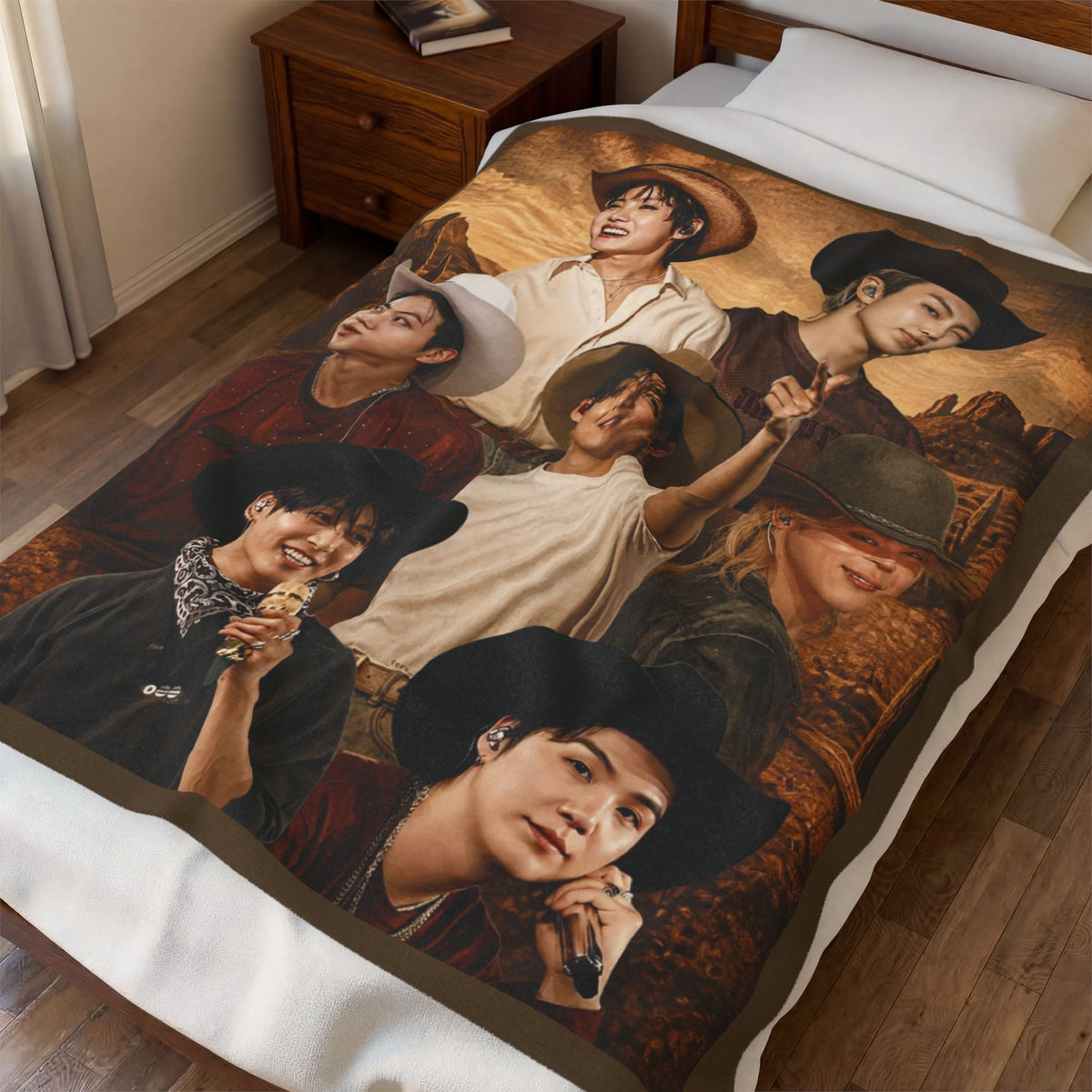 Bangtan Cowboys Concert Collage Blanket Velveteen Plush Blanket | Bangtan Inspired Throw