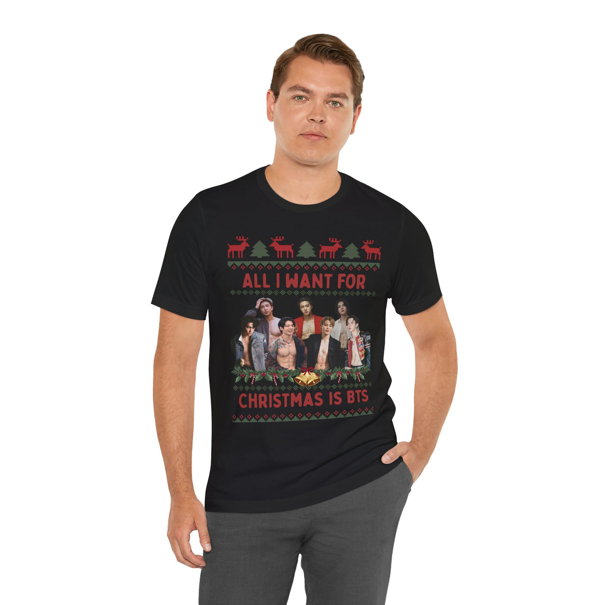 All I Want For Christmas (non-Santa hats version) Unisex Jersey Short Sleeve Tee