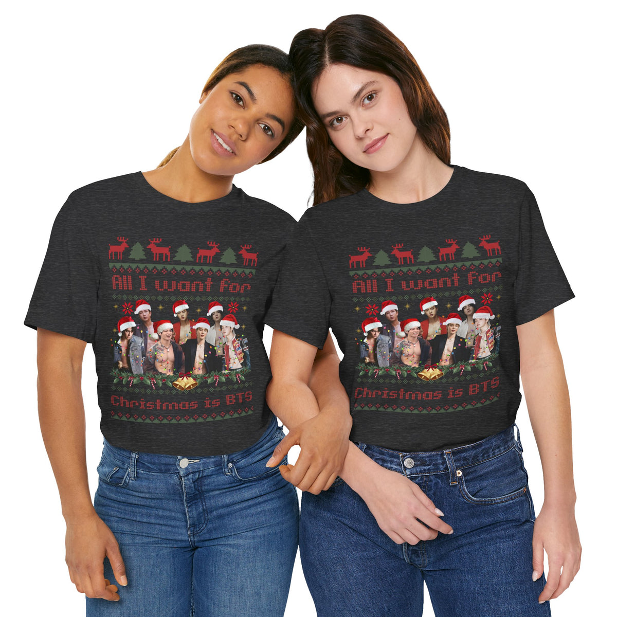 All I Want For Christmas (Santa Hats Version) Unisex Jersey Short Sleeve Tee