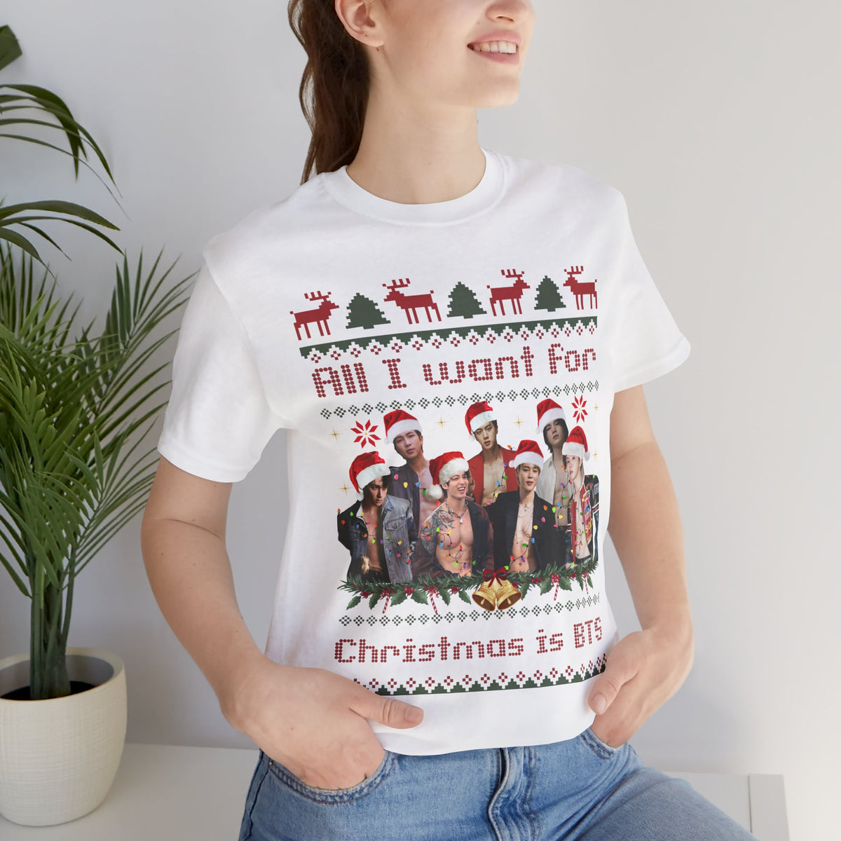 All I Want For Christmas (Santa Hats Version) Unisex Jersey Short Sleeve Tee