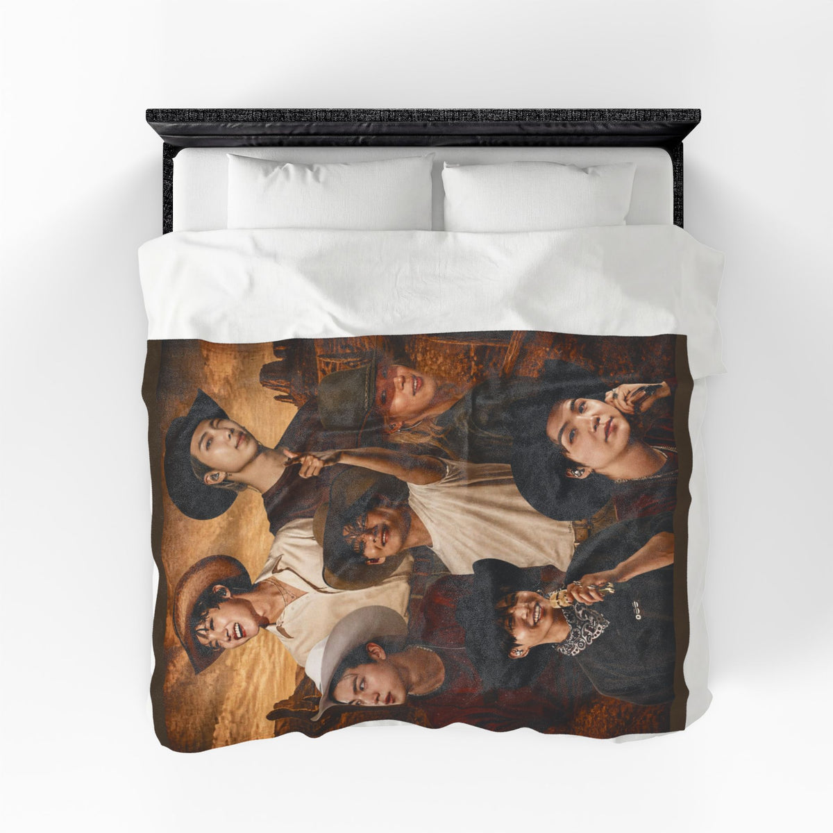 Bangtan Cowboys Concert Collage Blanket Velveteen Plush Blanket | Bangtan Inspired Throw