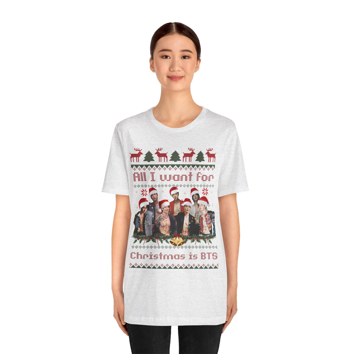 All I Want For Christmas (Santa Hats Version) Unisex Jersey Short Sleeve Tee