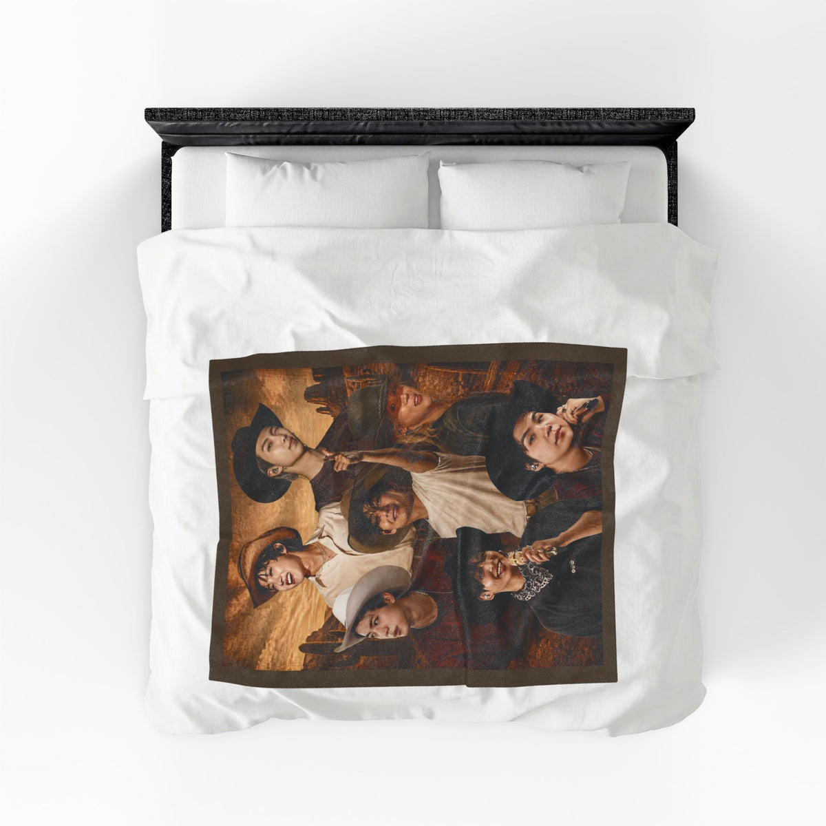 Bangtan Cowboys Concert Collage Blanket Velveteen Plush Blanket | Bangtan Inspired Throw
