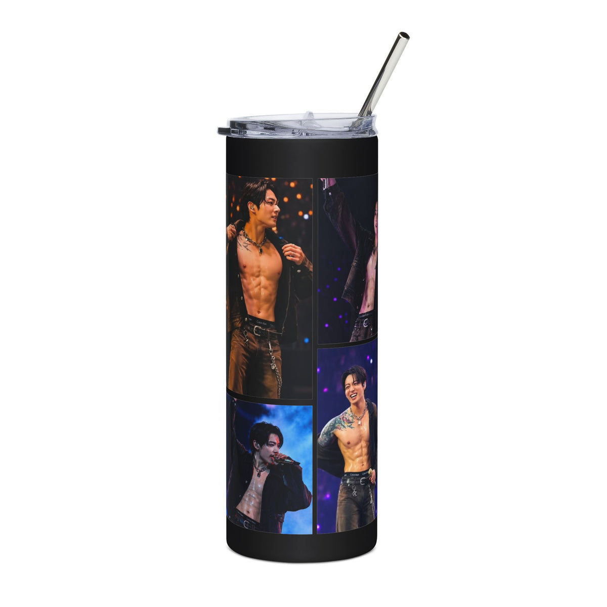 Jungkook Inspired Concert Collage Skinny Tumbler with Straw, 20oz