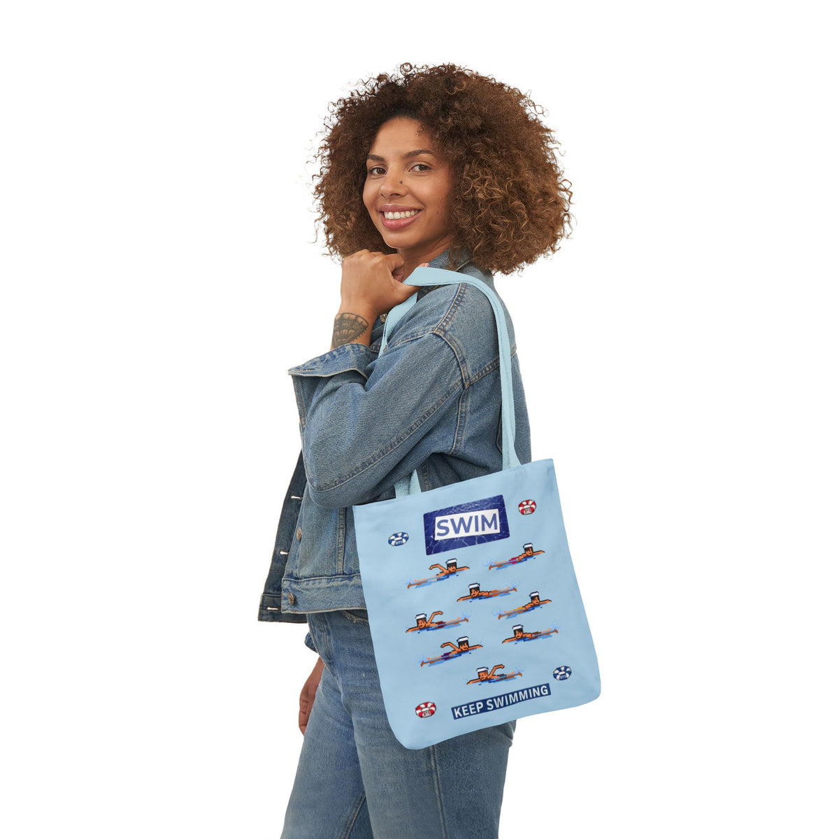 K-pop inspired "Swim" Canvas Tote Bag, 5-Color Straps