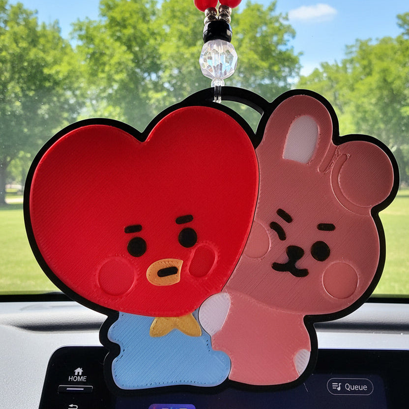 K-pop BT21 Inspired Rearview Mirror Charms Car Decoration (Heat resistant backing)