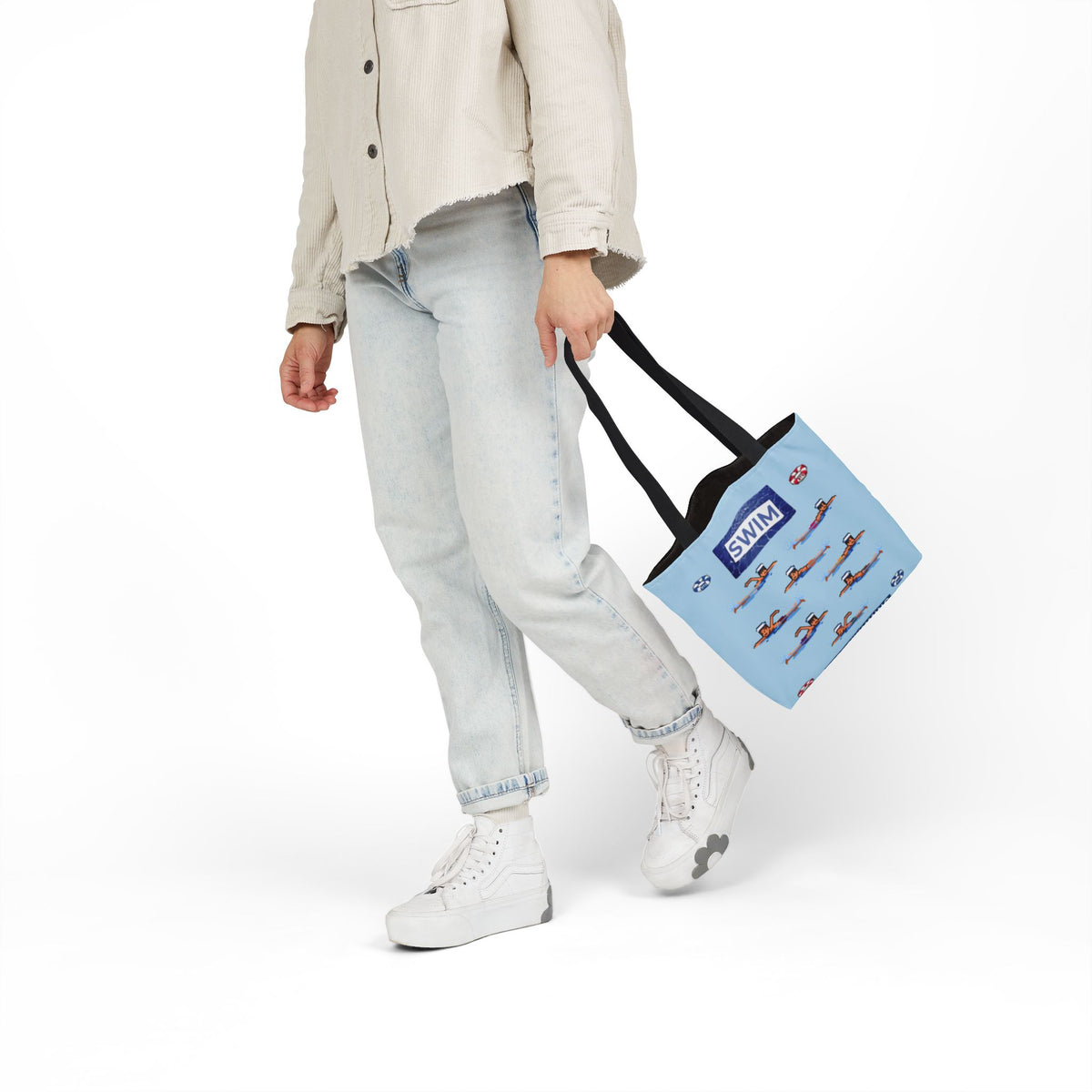 K-pop inspired "Swim" Canvas Tote Bag, 5-Color Straps