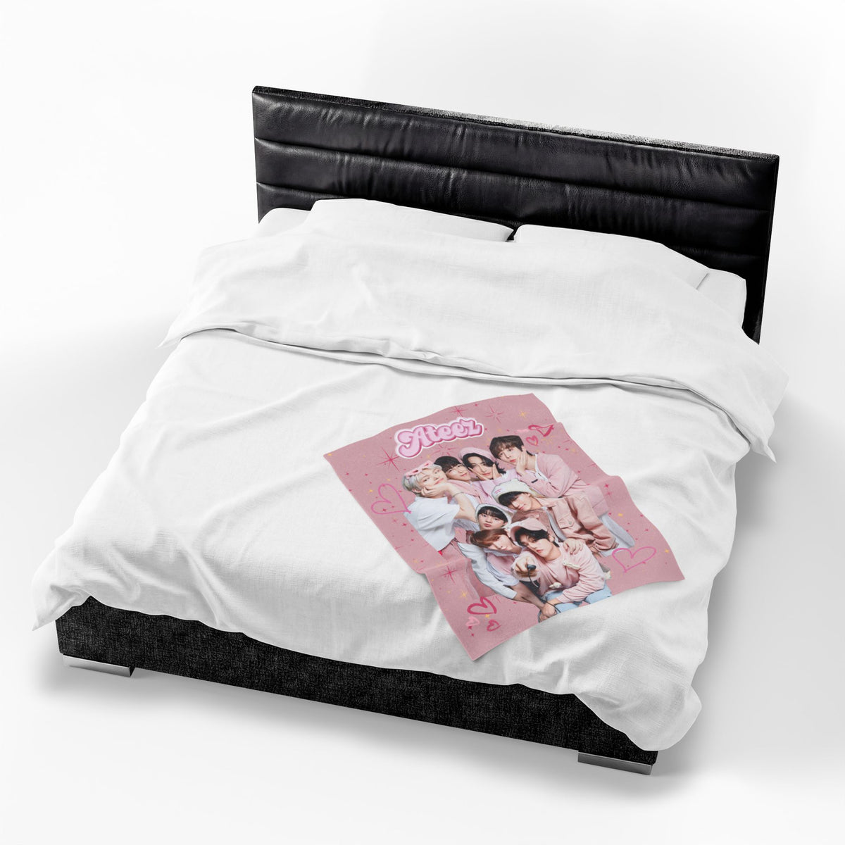 Ateez Inspired Group Photo Cute Pink Velveteen Plush Blanket