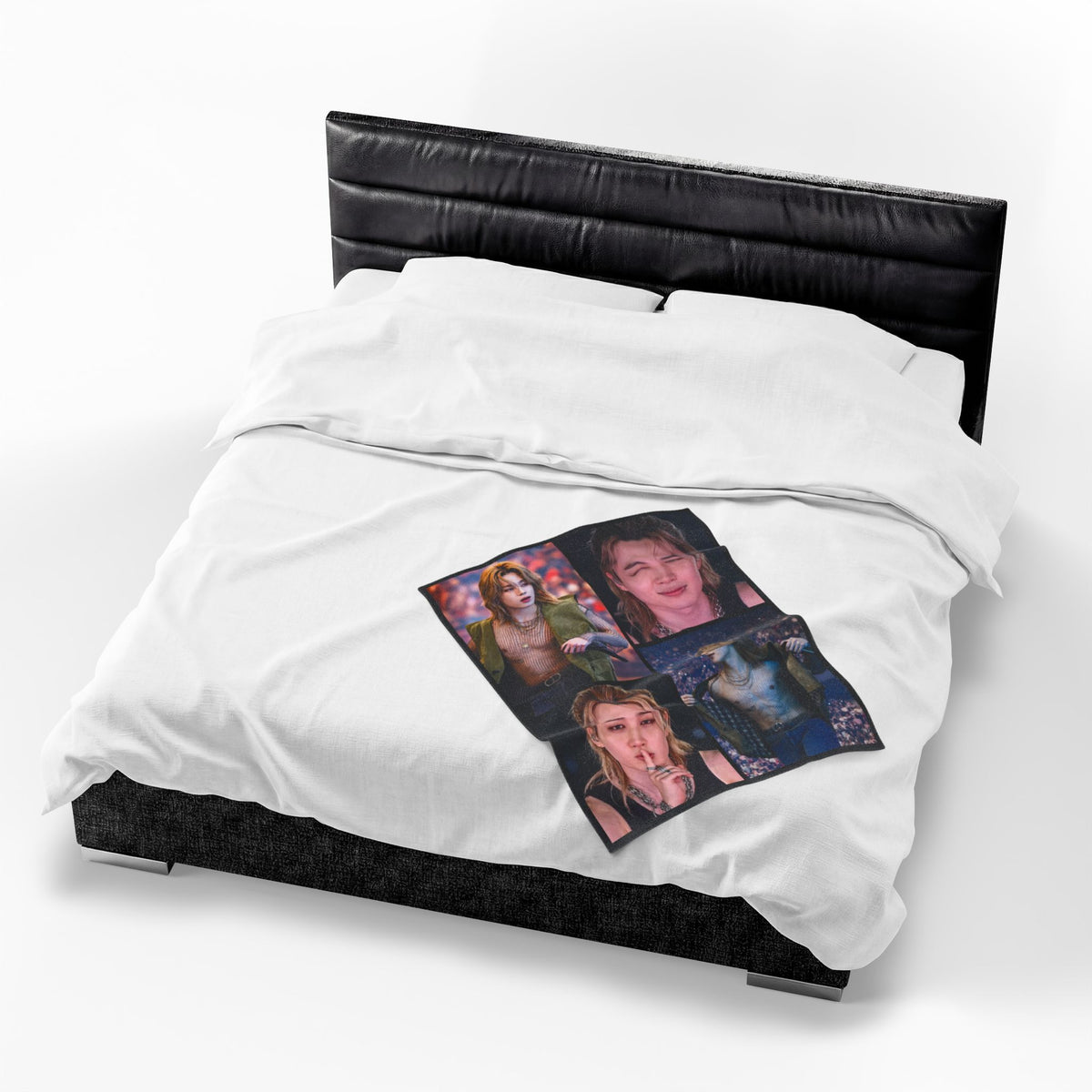 Jimin inspired Concert Collage Blanket, Kpop Fan Bedding, Cozy Velveteen Plush Blanket