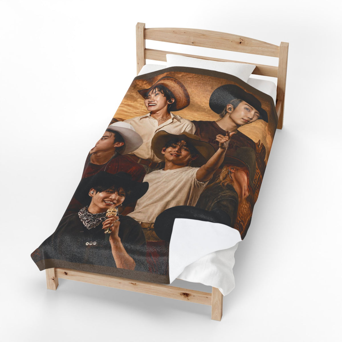 Bangtan Cowboys Concert Collage Blanket Velveteen Plush Blanket | Bangtan Inspired Throw