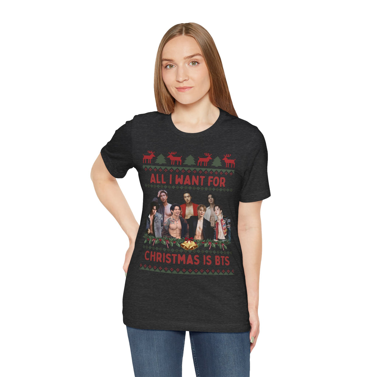 All I Want For Christmas (non-Santa hats version) Unisex Jersey Short Sleeve Tee