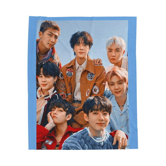 Bangtan Inspired Throw Blanket, Bangtan Seonyeondan Kpop Fan Bedding, Cozy Velveteen Plush Blanket