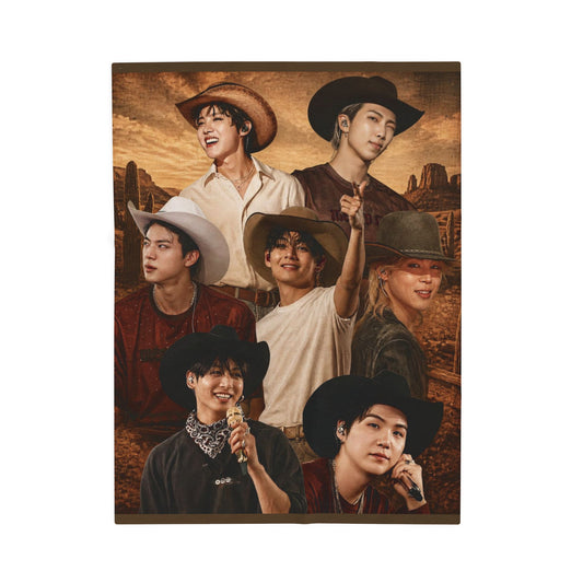 Bangtan Cowboys Concert Collage Blanket Velveteen Plush Blanket | Bangtan Inspired Throw