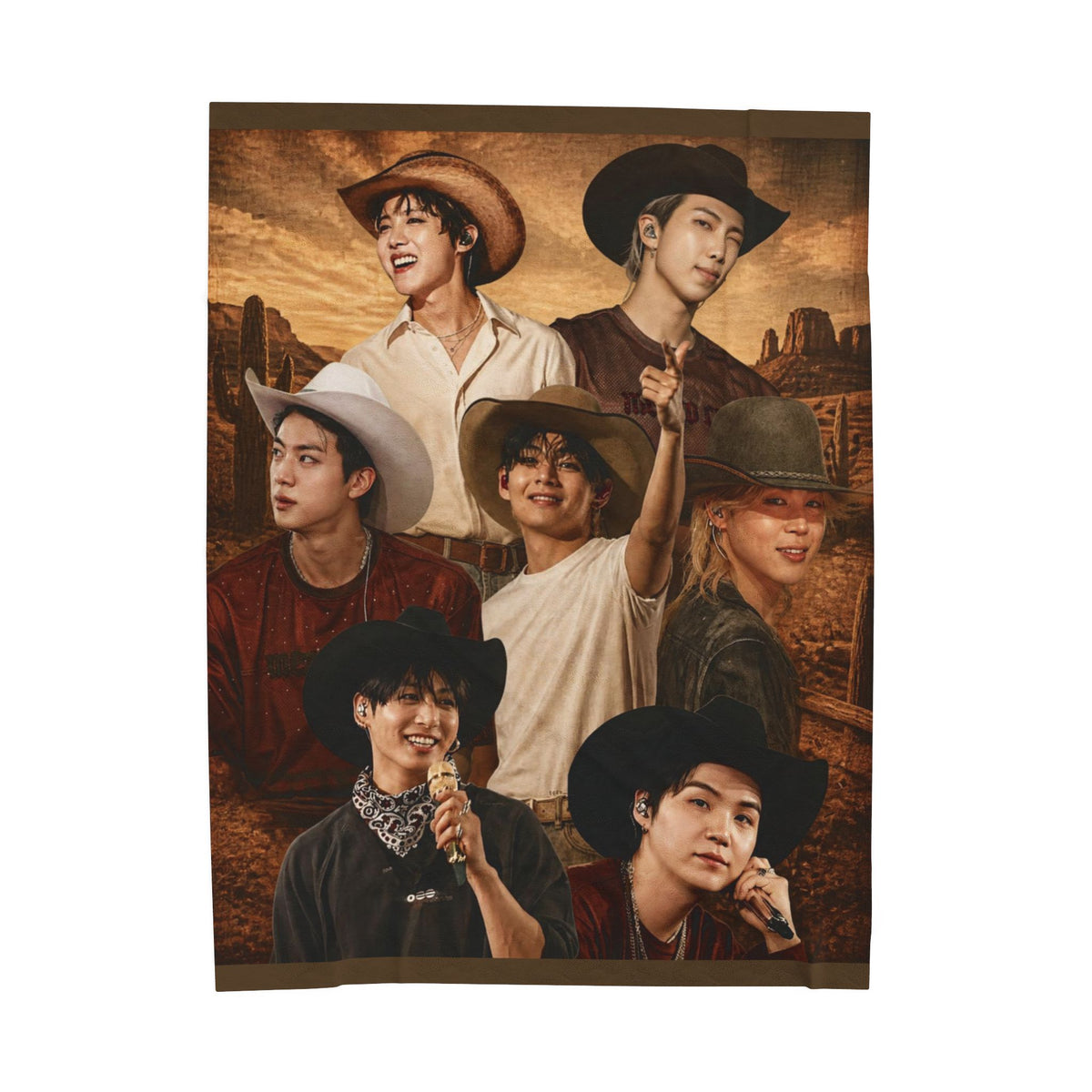 Bangtan Cowboys Concert Collage Blanket Velveteen Plush Blanket | Bangtan Inspired Throw