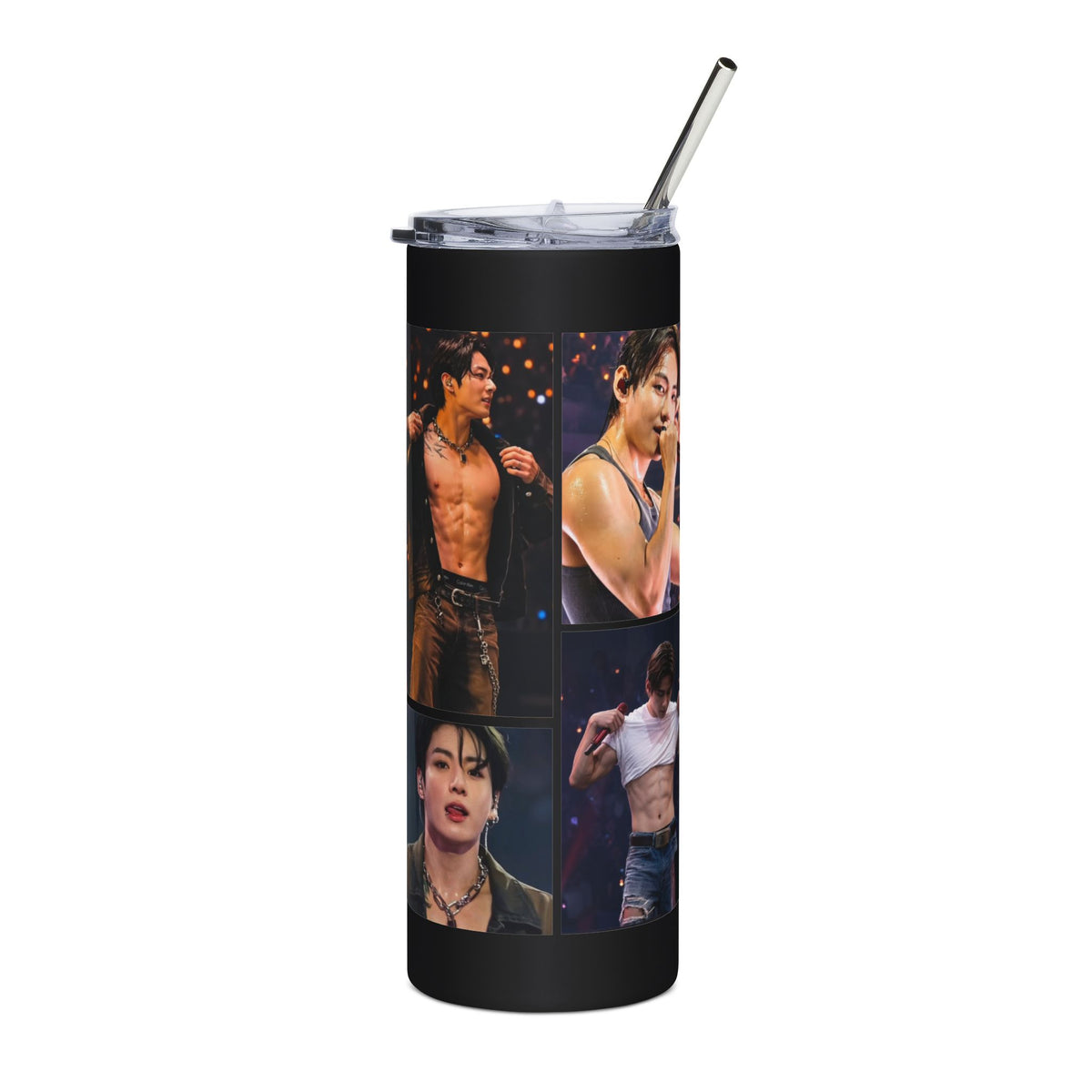 Jungkook and Taehyung Inspired Concert Collage Skinny Tumbler with Straw, 20oz