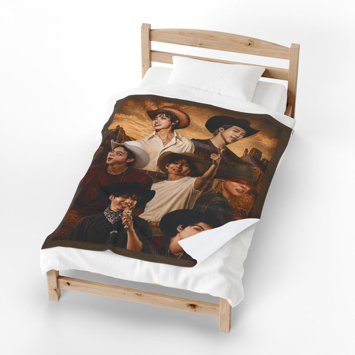 Bangtan Cowboys Concert Collage Blanket Velveteen Plush Blanket | Bangtan Inspired Throw