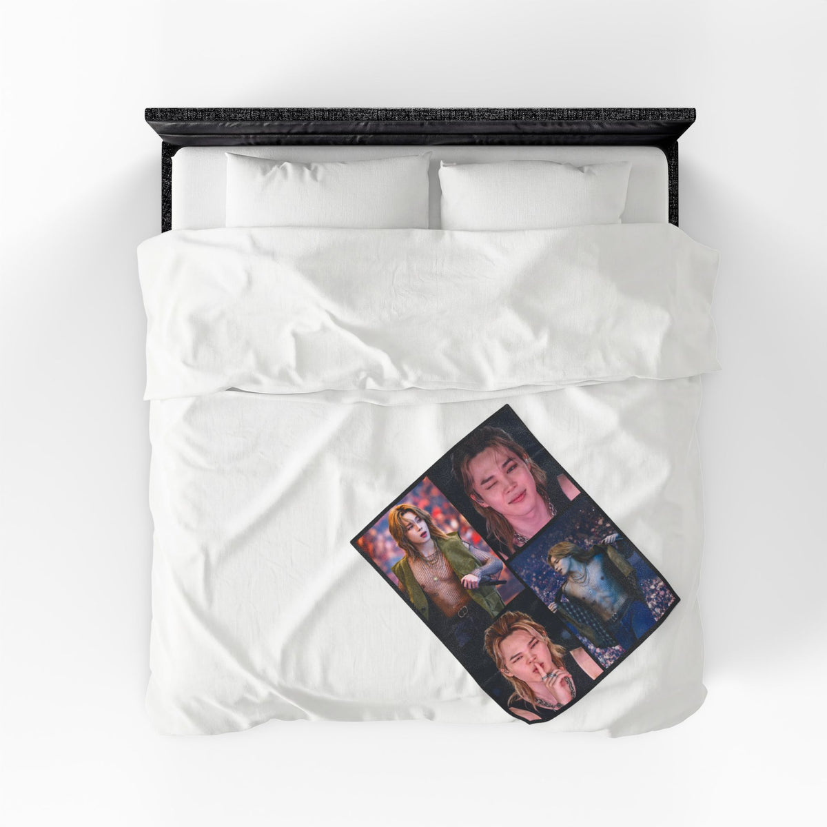 Jimin inspired Concert Collage Blanket, Kpop Fan Bedding, Cozy Velveteen Plush Blanket