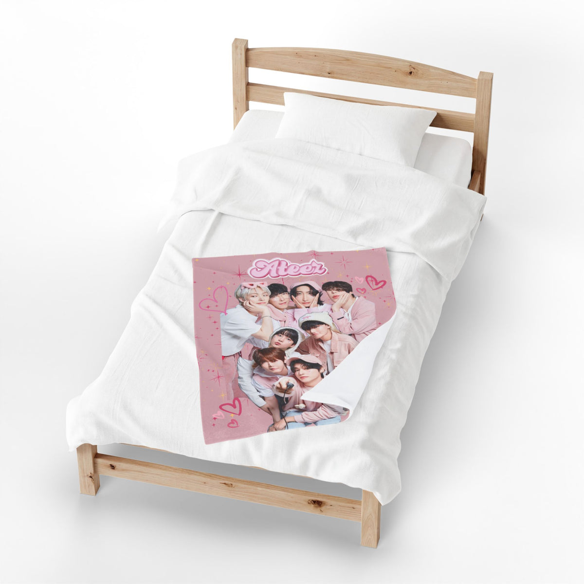Ateez Inspired Group Photo Cute Pink Velveteen Plush Blanket