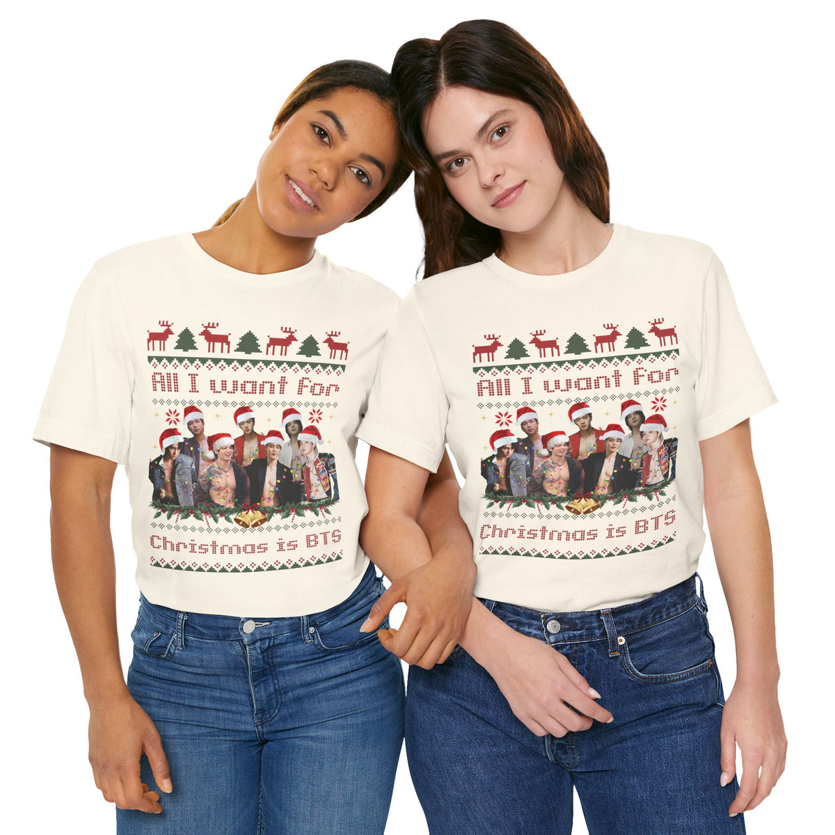 All I Want For Christmas (Santa Hats Version) Unisex Jersey Short Sleeve Tee