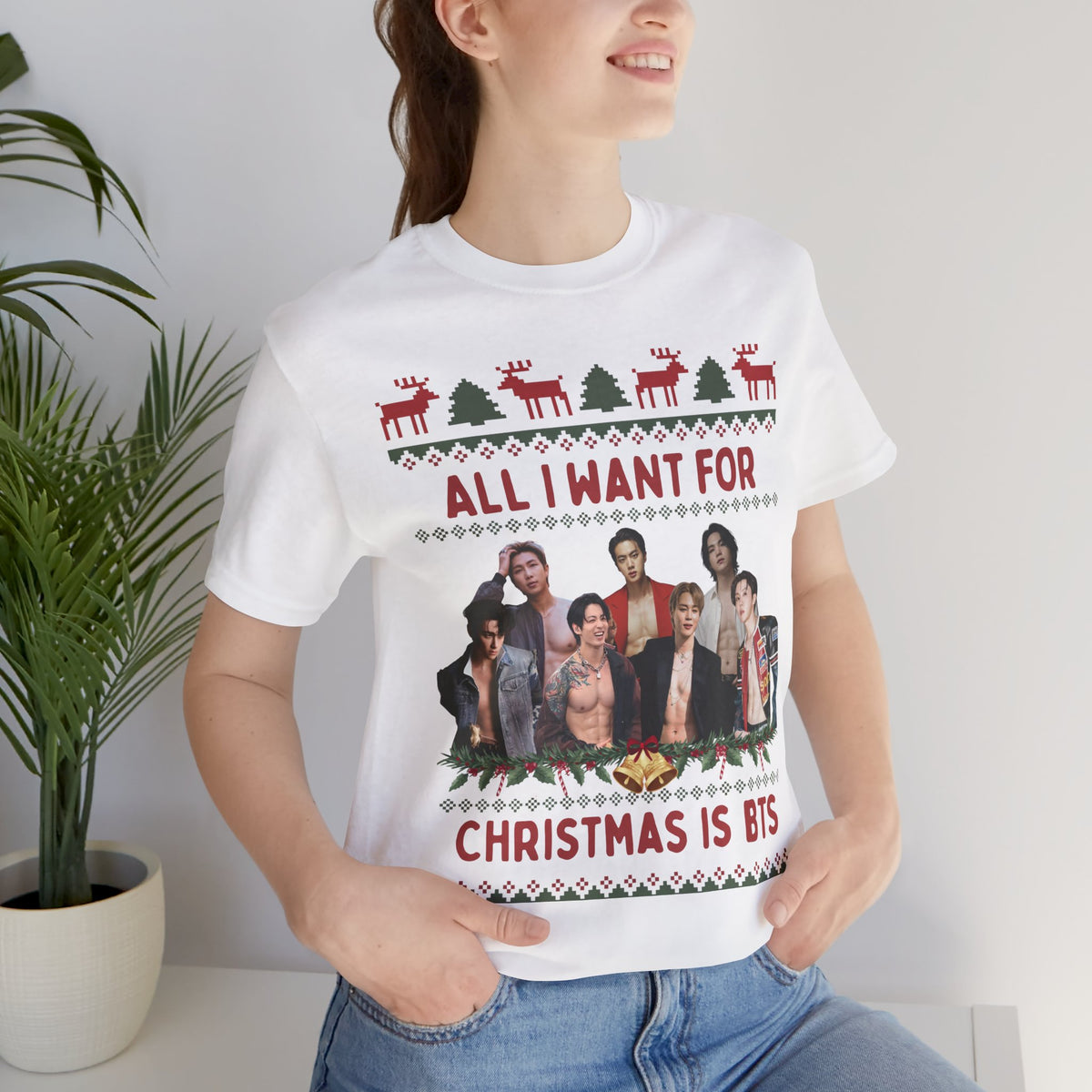 All I Want For Christmas (non-Santa hats version) Unisex Jersey Short Sleeve Tee