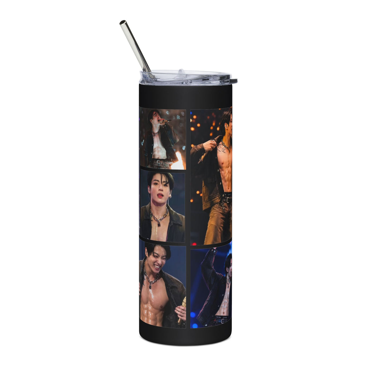 Jungkook Inspired Concert Collage Skinny Tumbler with Straw, 20oz