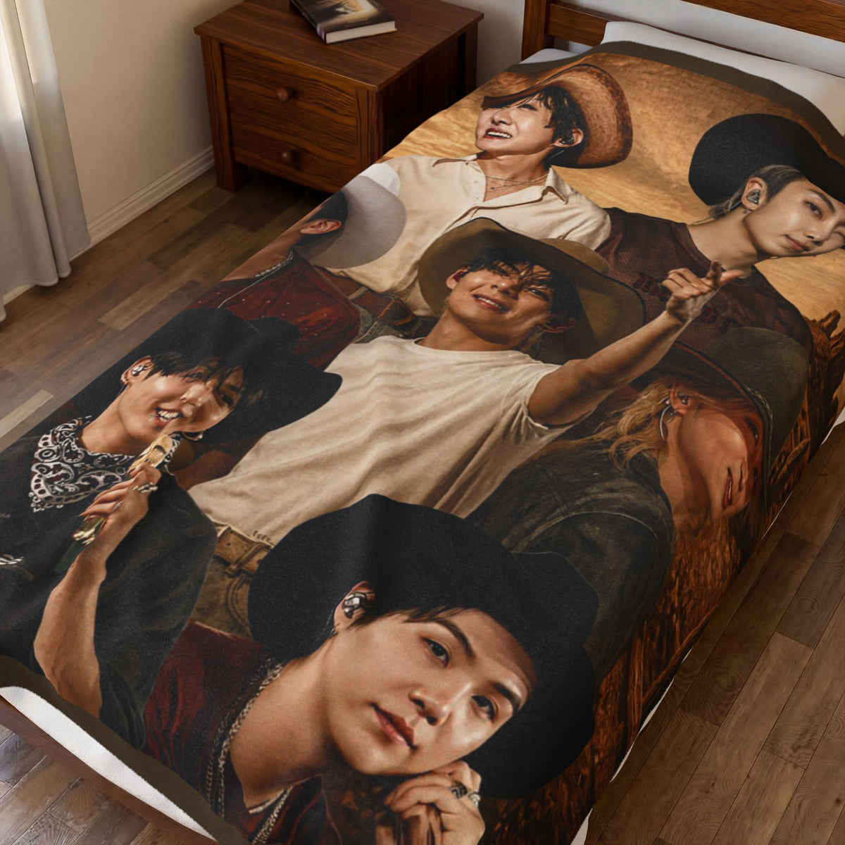 Bangtan Cowboys Concert Collage Blanket Velveteen Plush Blanket | Bangtan Inspired Throw