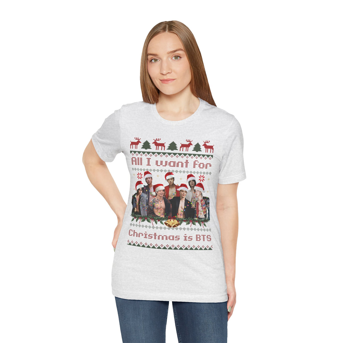 All I Want For Christmas (Santa Hats Version) Unisex Jersey Short Sleeve Tee