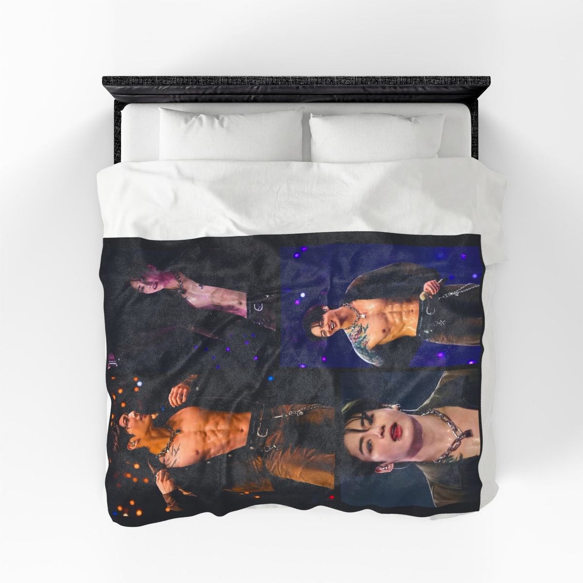 Jungkook inspired Concert Collage Blanket, K-pop Fan Bedding, Cozy Velveteen Plush Blanket