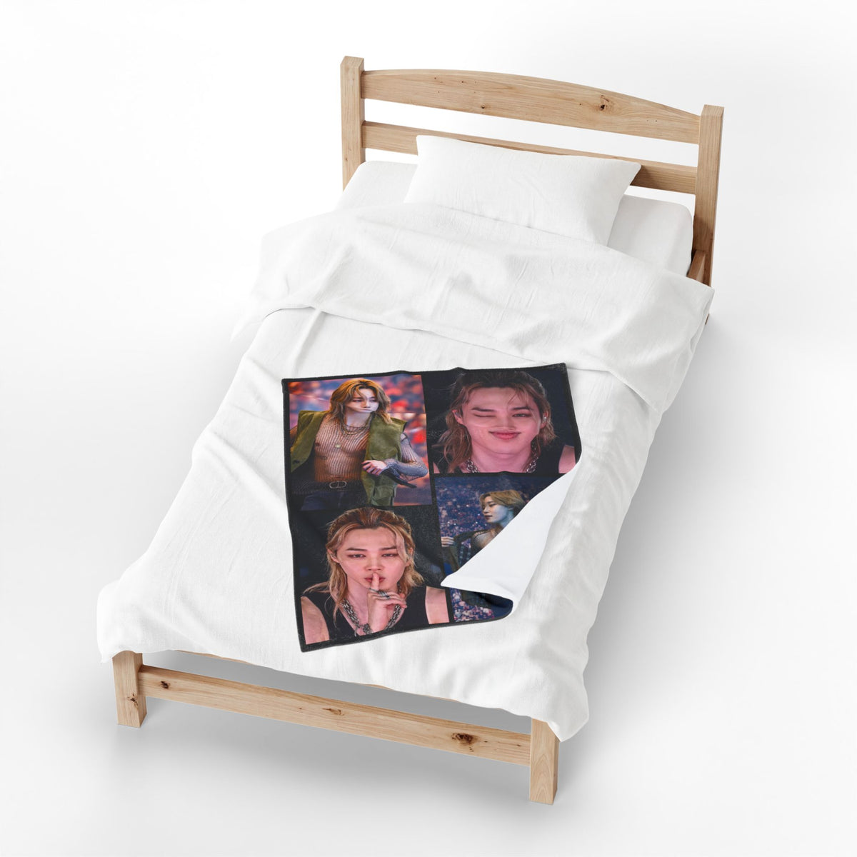 Jimin inspired Concert Collage Blanket, Kpop Fan Bedding, Cozy Velveteen Plush Blanket