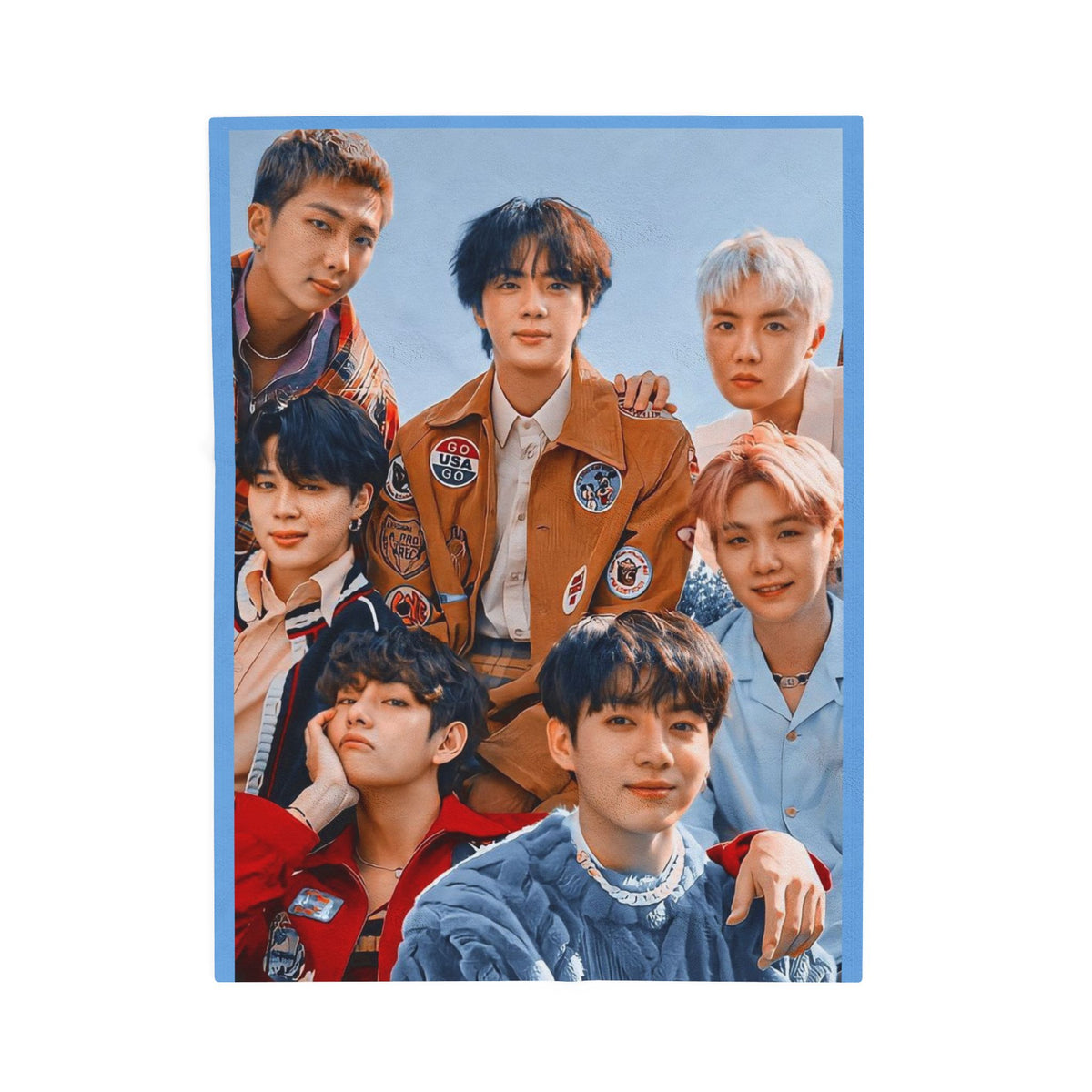 Bangtan Inspired Throw Blanket, Bangtan Seonyeondan Kpop Fan Bedding, Cozy Velveteen Plush Blanket